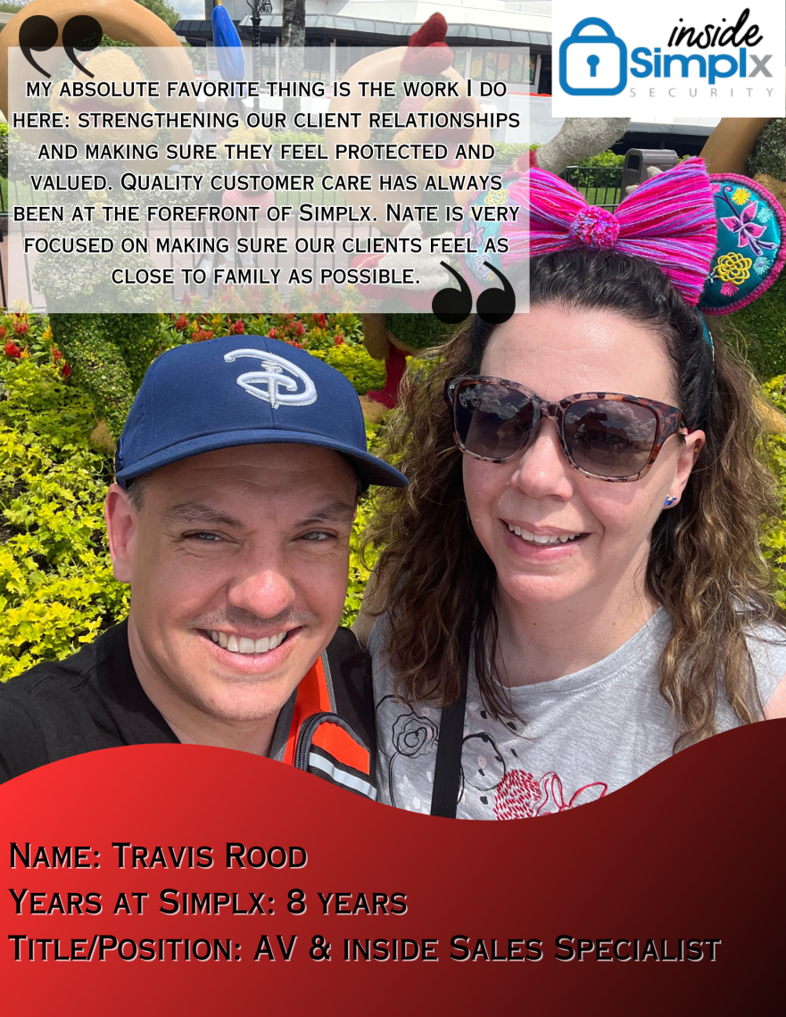 Travis and his wife Beth during one of their many trips to Disney.