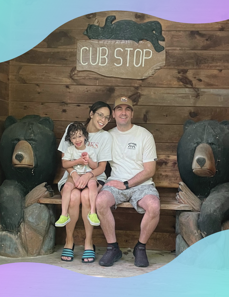 Nelli and Tim at the Kentucky zoo sit for a quick snapshot with their son, Denver.