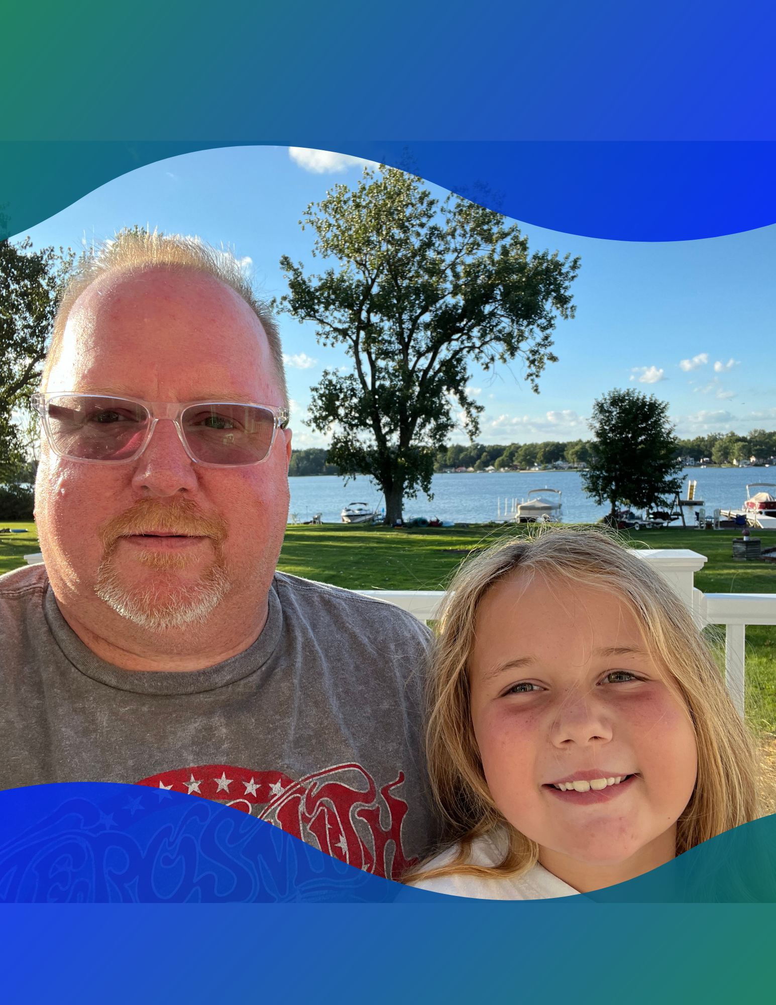 Greg Graham and daughter Anne gather in for a smile during a family getaway.